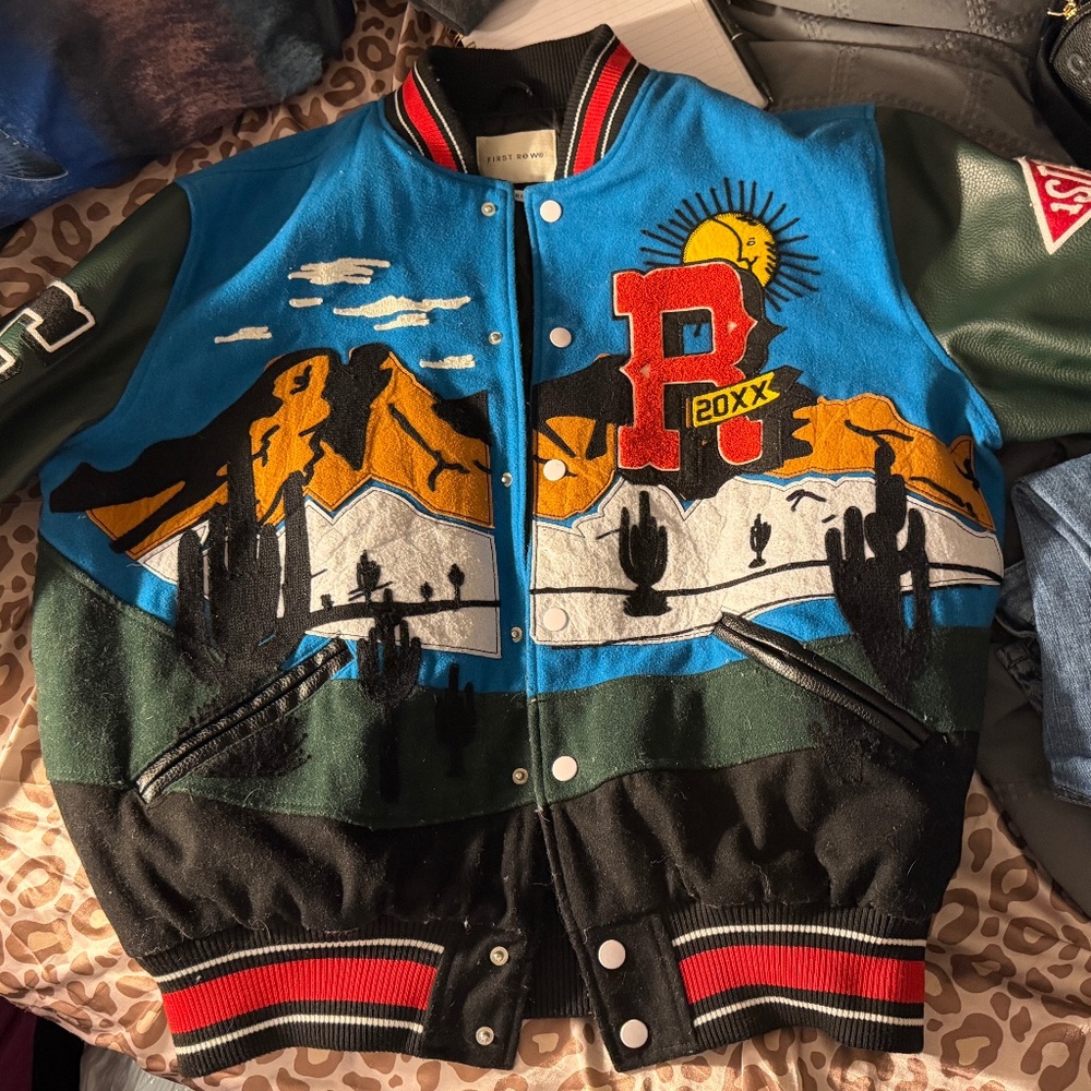 First Row Lettermen Jacket (green,blue,red,black)